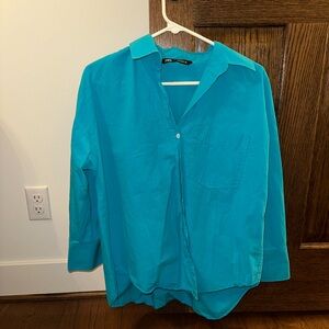 Zara Turquoise Casual Shirt